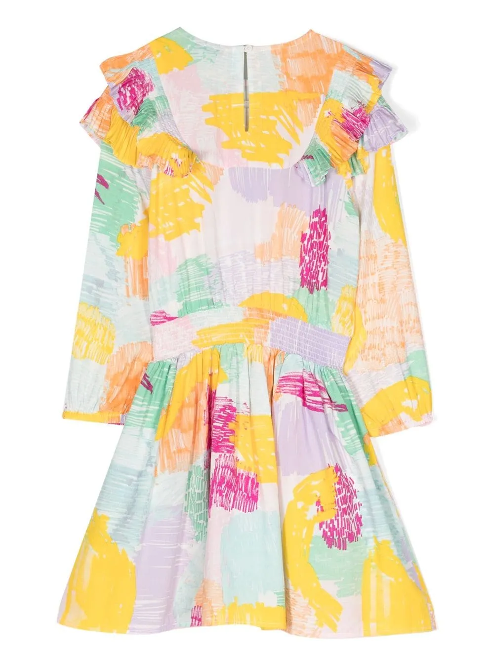 STELLA MCCARTNEY KIDS Abstract Print Pleated Ruffles Dress