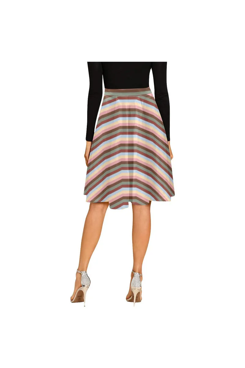 Striped Melete Pleated Midi Skirt