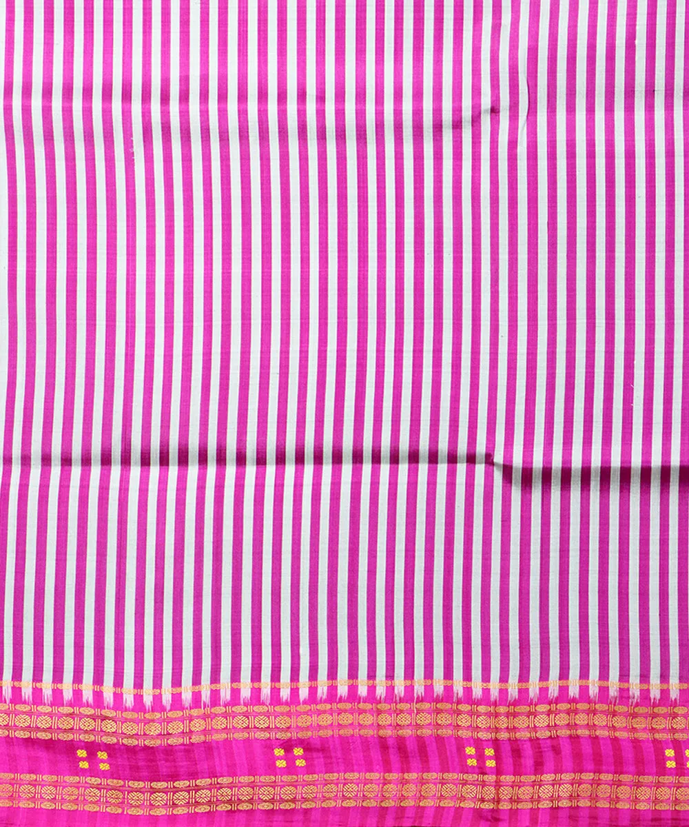 Stripes pink silk handloom khandua saree