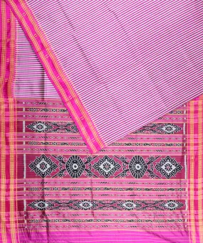 Stripes pink silk handloom khandua saree