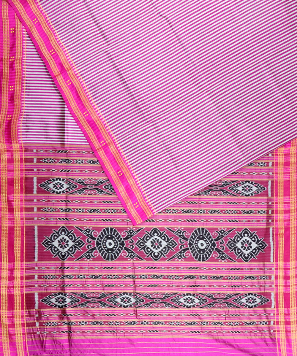 Stripes pink silk handloom khandua saree