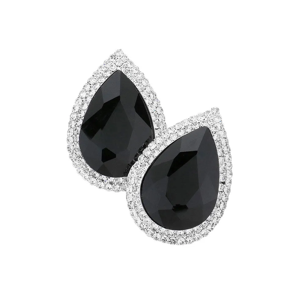 Teardrop Stone Accented Evening Earrings