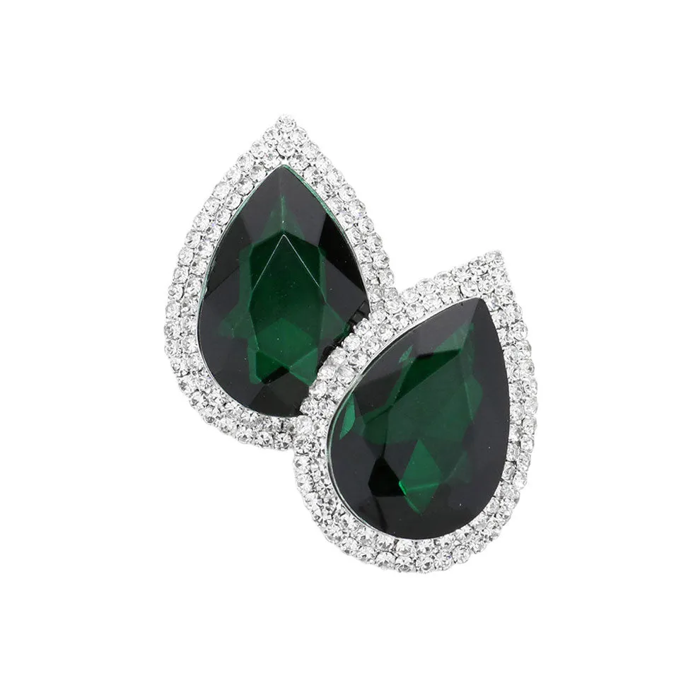 Teardrop Stone Accented Evening Earrings