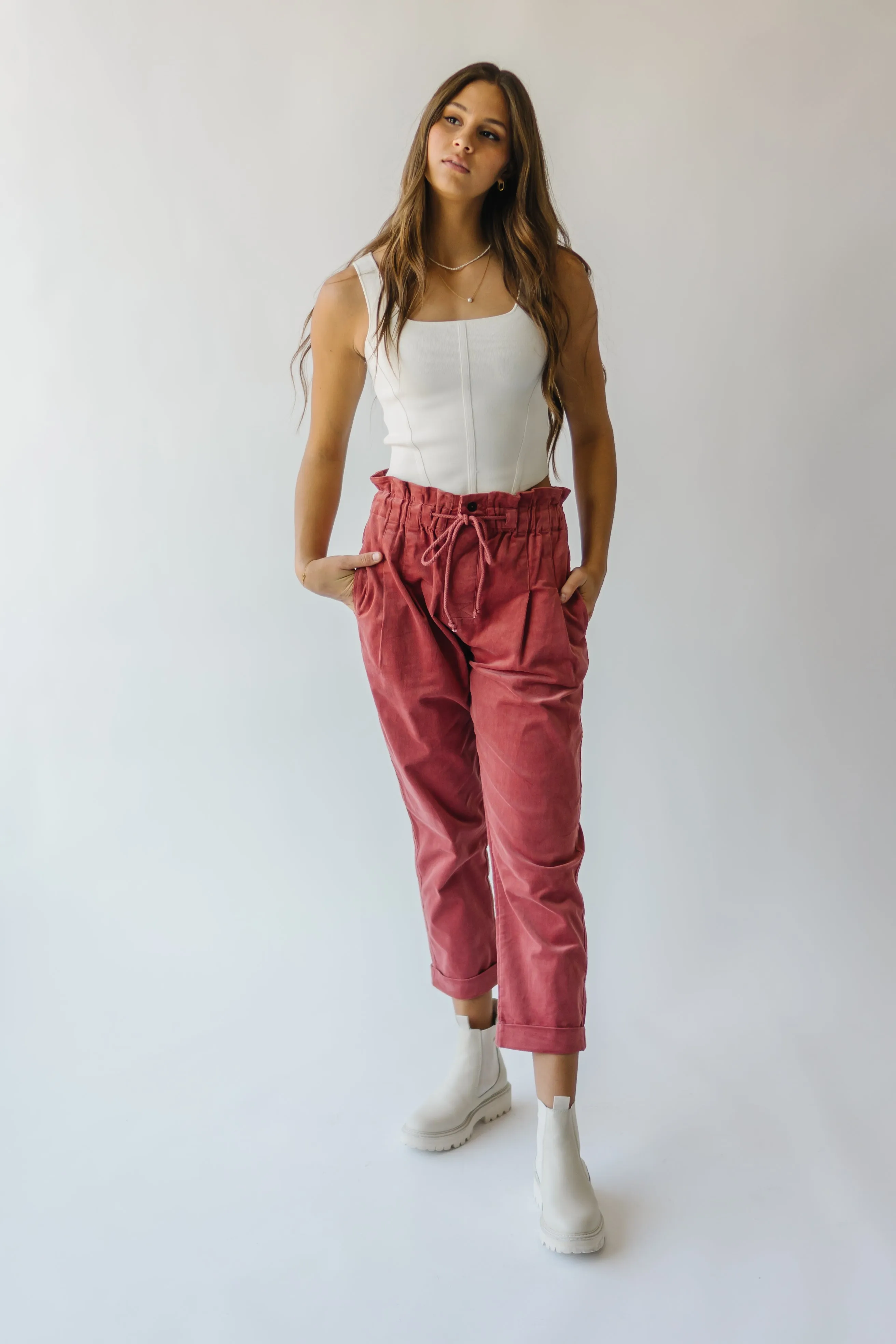 The Girard Waist Pleated Trouser in Rust