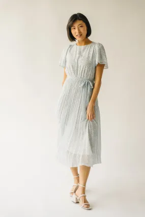 The Thornhill Pleated Midi Dress in Ivory   Blue Floral