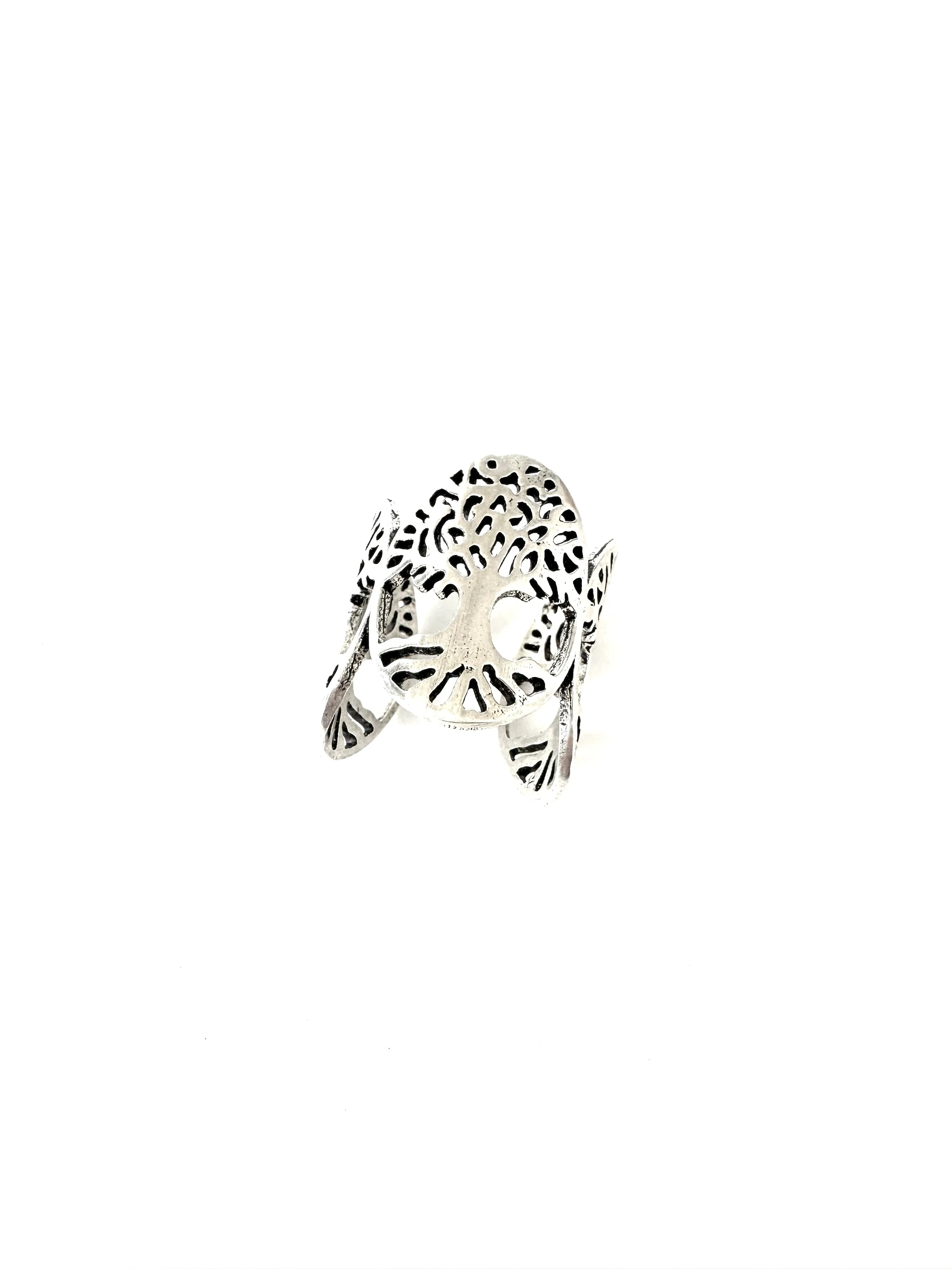 Tree of Life Silver Adjustable Ring