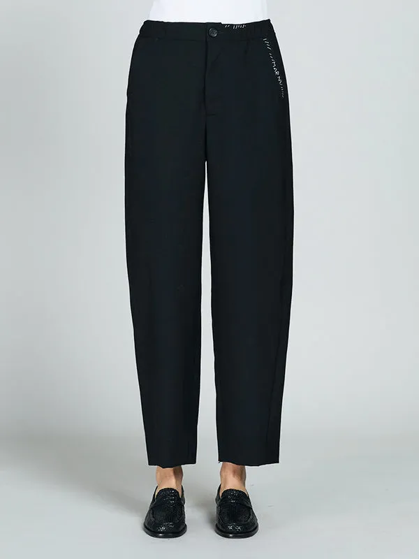 Tropical Wool Pant with Mending in Black