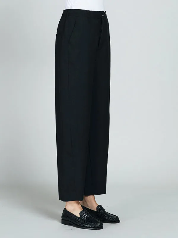 Tropical Wool Pant with Mending in Black