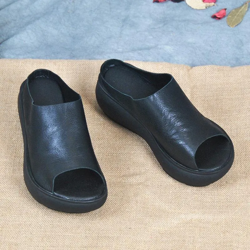 Women Fashion Platform Middle Heel Casual Slippers