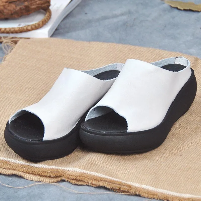 Women Fashion Platform Middle Heel Casual Slippers