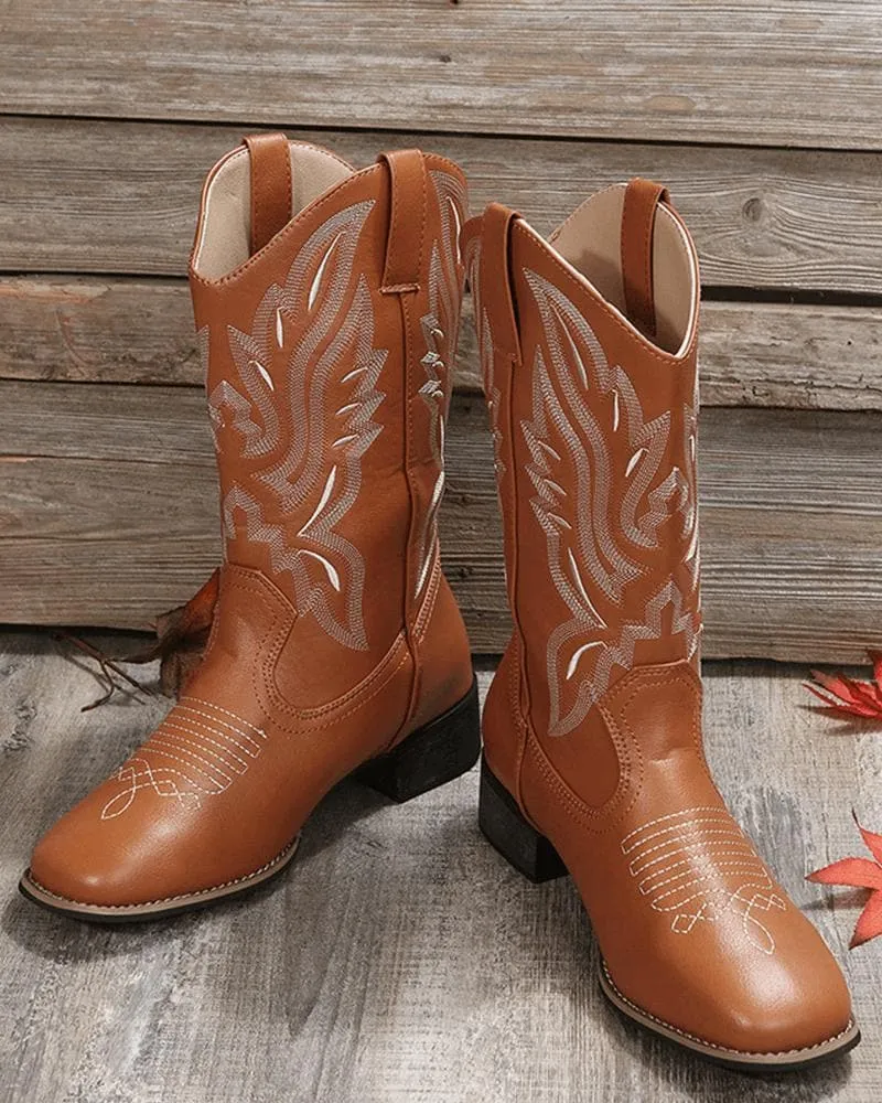 Women's Casual Retro Daily Floral Embroidery Boots