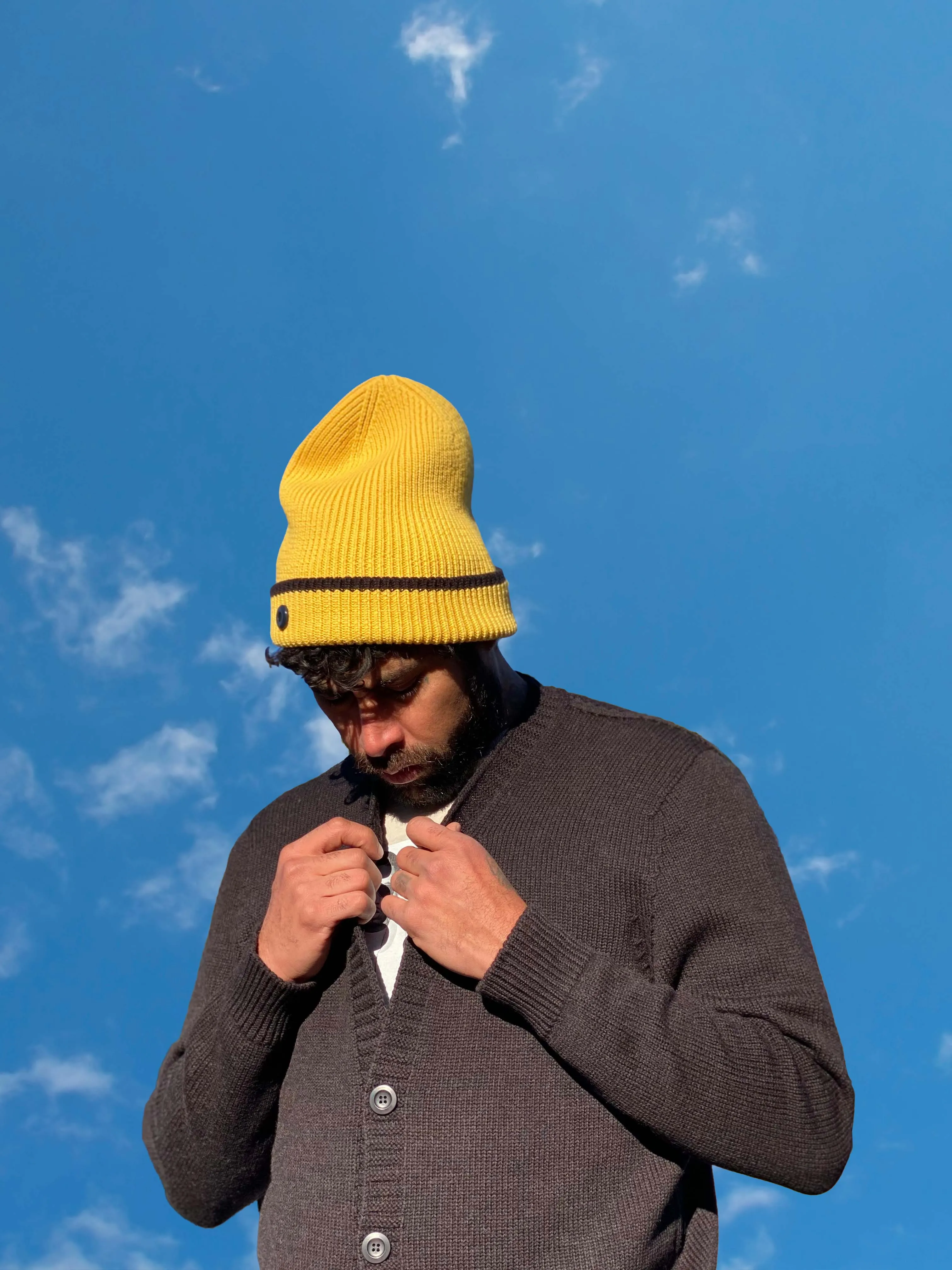 Yellow and Black Merino Wool Beanie - Sheep Inc. x PjT